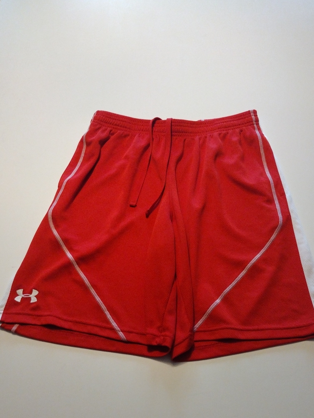 Under Armour Red Men's Performance Athletic Shorts with White Trim